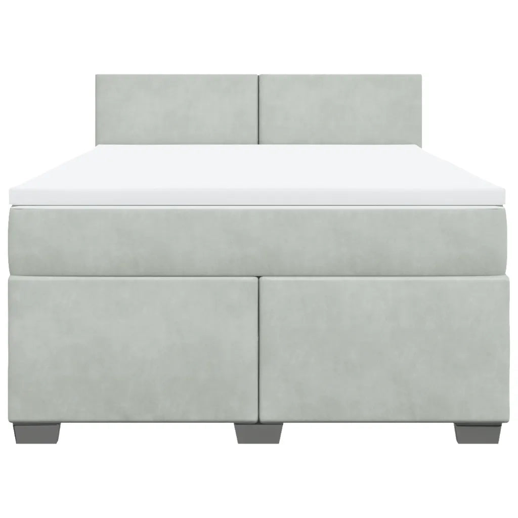 Giroletto a Molle con Materasso Grigio Chiaro 140x200cm Velluto