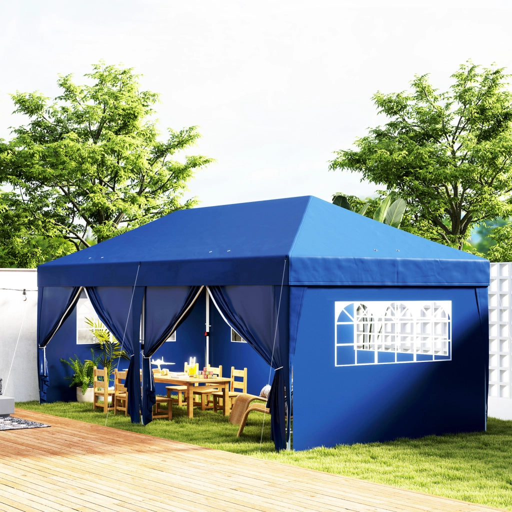 Tonnelle da giardino pieghevole 3x6 m con 6 pareti ¨C zephmum ¨C blu