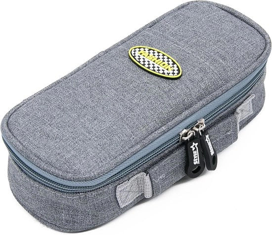 Penne e strumenti portatile in tessuto, capacità grande - colore grigio - dimensioni 22x9,8x6cm, per ragazzi