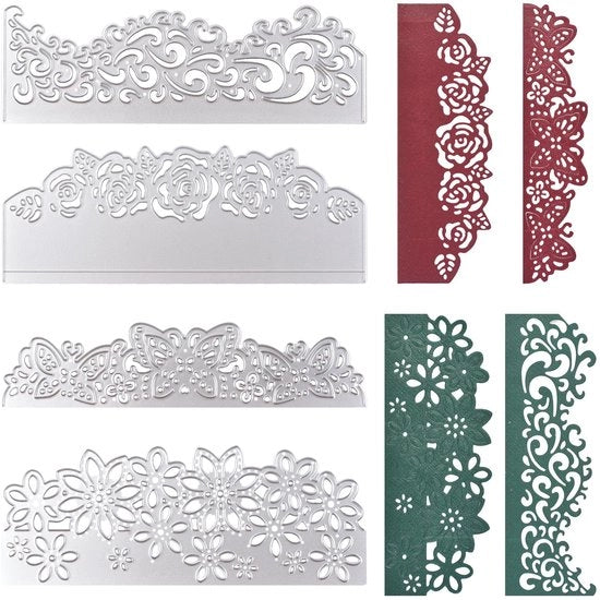Matrias 4 pezzi - Snijmatrias - Stansen per cartine - Scrapbooking - Cornici a rilievo - Acciaio di carbonio - Snijmal 

Nota: Ho rimosso il nome del marchio "Dailygoods" e mantenuto il resto del titolo.
