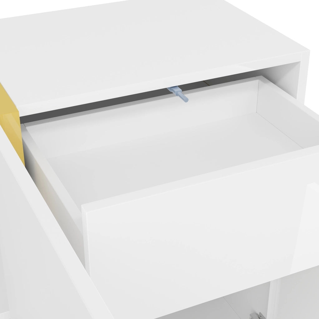 Credenza sideboard 160x40x78 cm bianca lucida con 3 ante e 2 cassetti HOMVRA