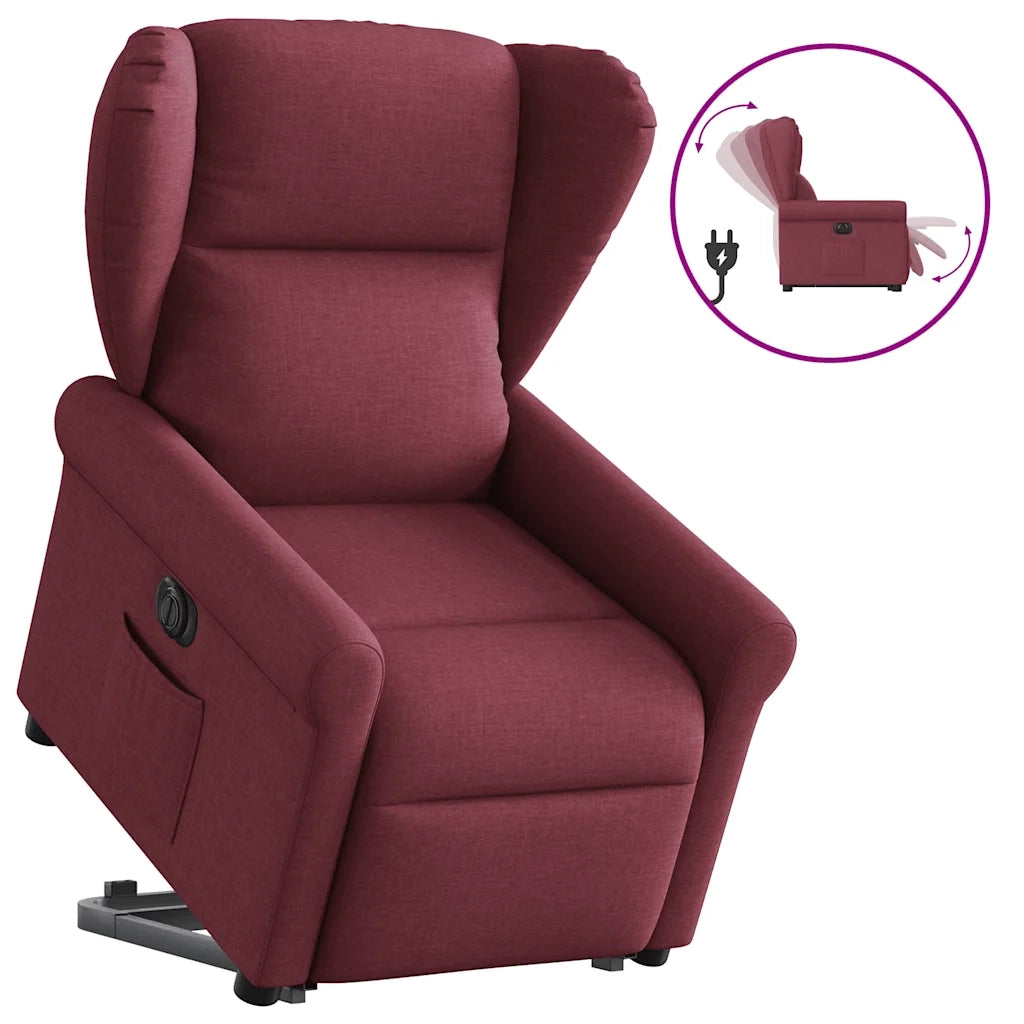 Poltrona Alzapersona Reclinabile Elettrica Rosso Vino Tessuto 3303397