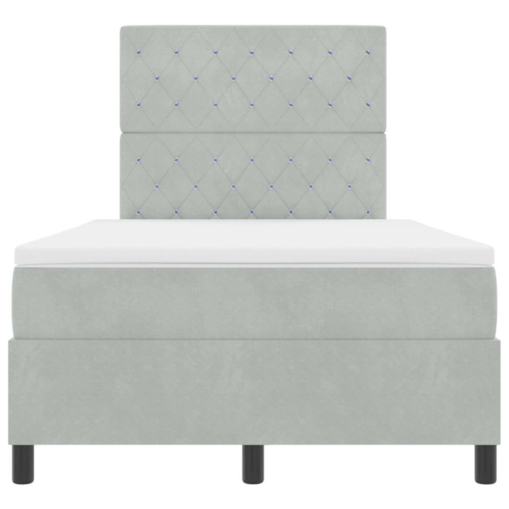 Letto Box Spring con Materasso Grigio Chiaro 120x200 cm Velluto