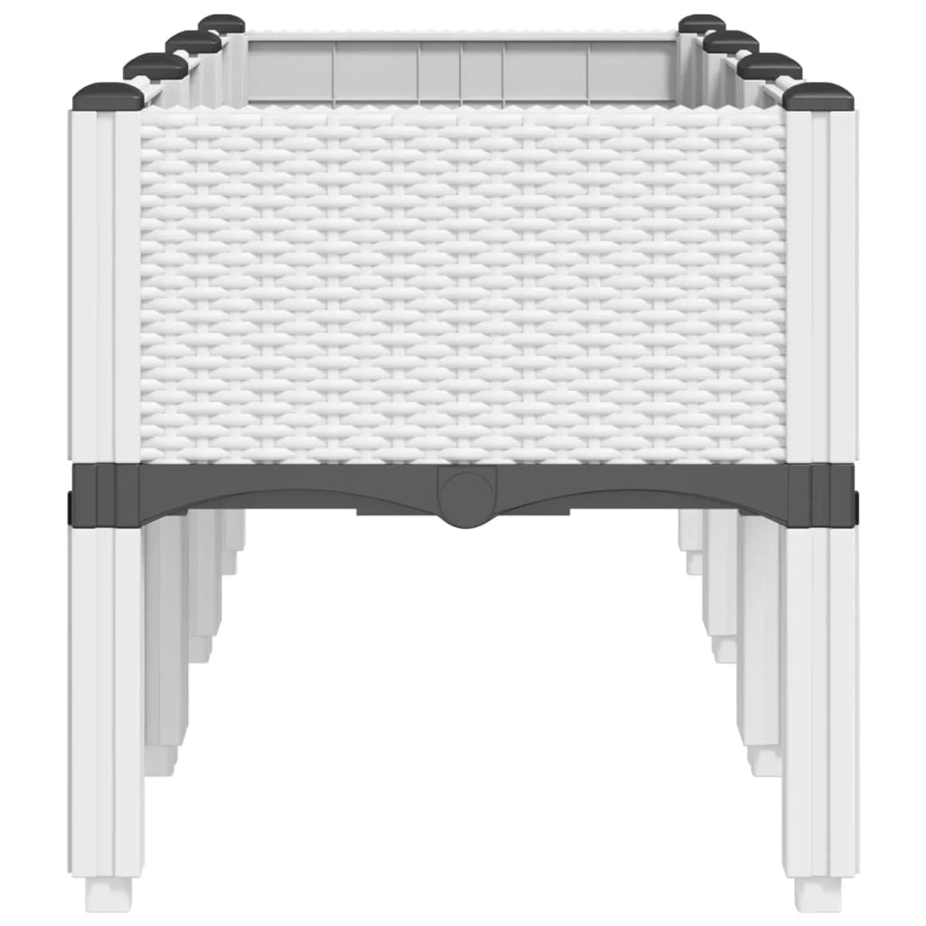 Fioriera rialzata per piante fiori patio giardino con gambe 120 x 40 x 42 cm PP bianco 02_0038149