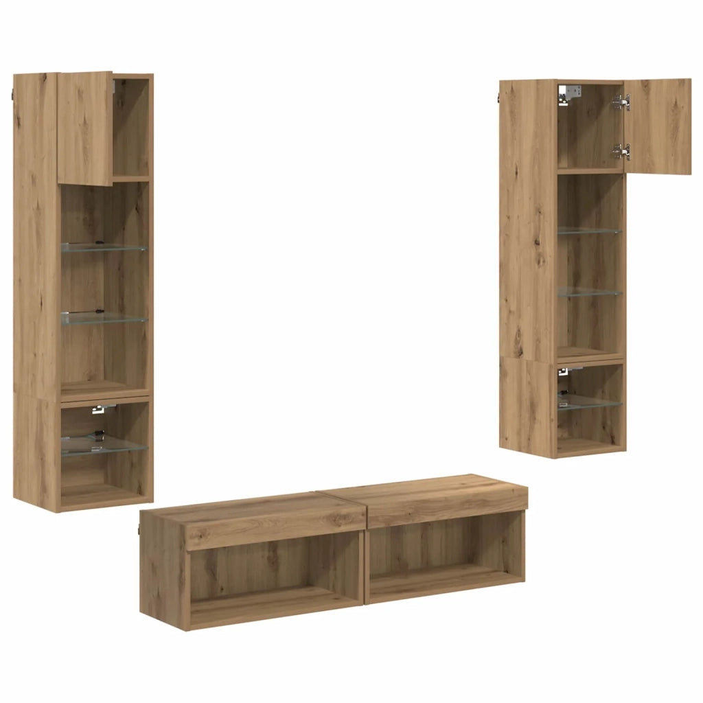 Unità TV da Parete 6 pcs Rovere artigianale Legno multistrato 3402933