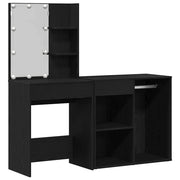 Set Toeletta | Tavolo da Trucco LED Rovere Nero 140 x 40 x 140 cm