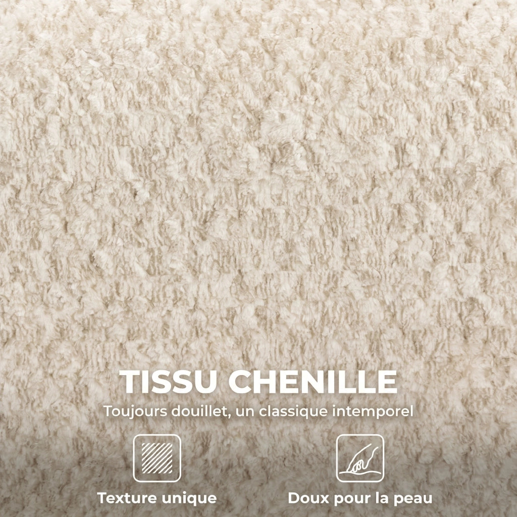 Fauteuil de Salon Pivotant 360° Canapé 1 Place en Chenille Beige