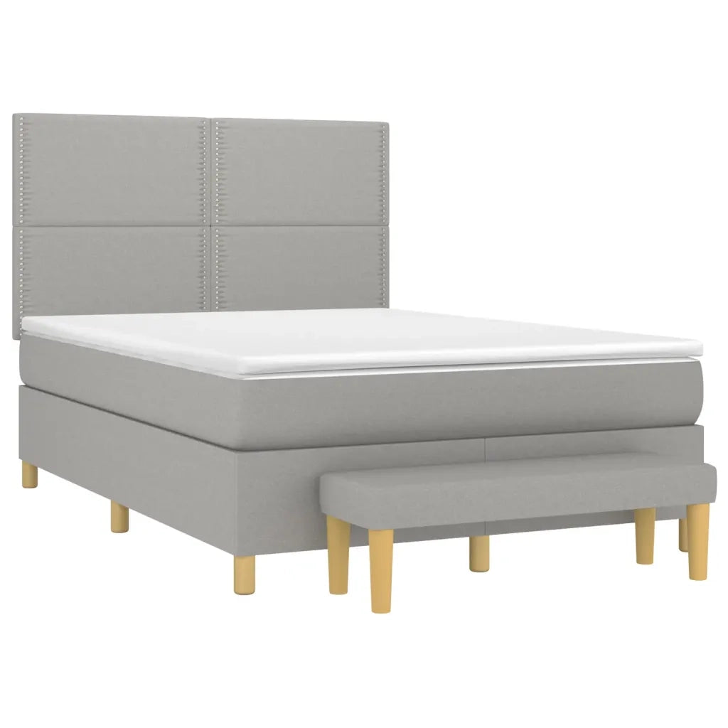Giroletto a Molle con Materasso Grigio Chiaro 140x190cm Tessuto 3137069