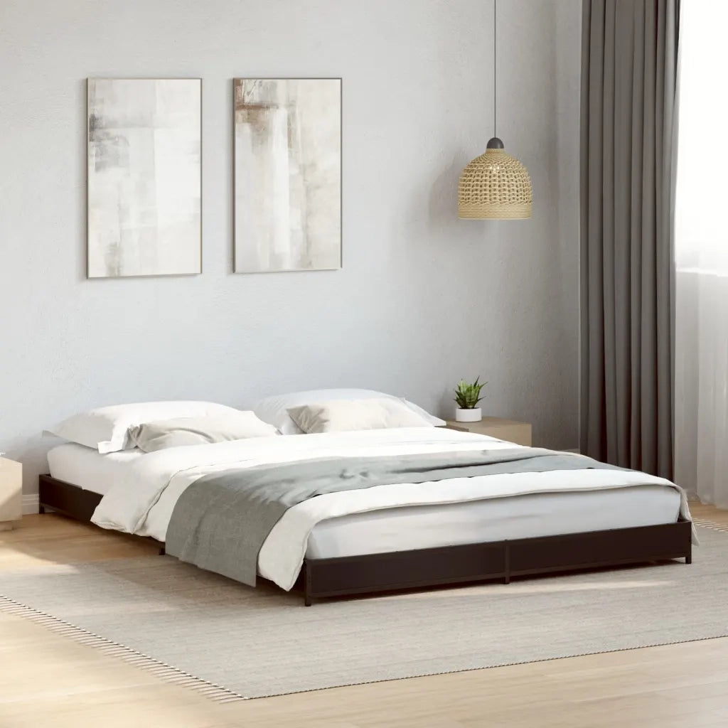 Giroletto Nero 135x190 cm in Legno Multistrato e Metallo 845161
