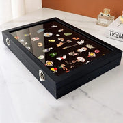 Vetrina Medaille con Cornice in Legno con Coperchio in Vetro Impermeabile e Rivestimento Resistente ai Graffi Facile da Pulire Nero - Collezione con Chiusura a Chiave