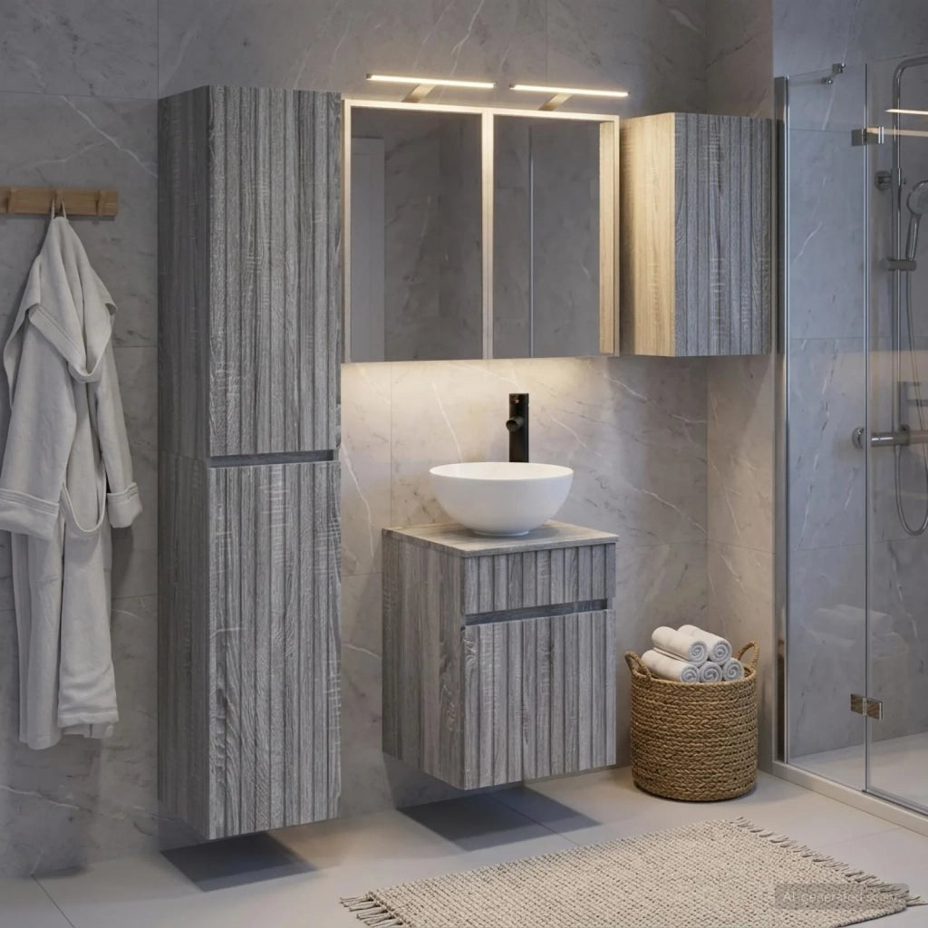 Set di Armadi da Bagno 5 pcs Sonoma grigio 43 x 16 x 62,5 cm 3407348