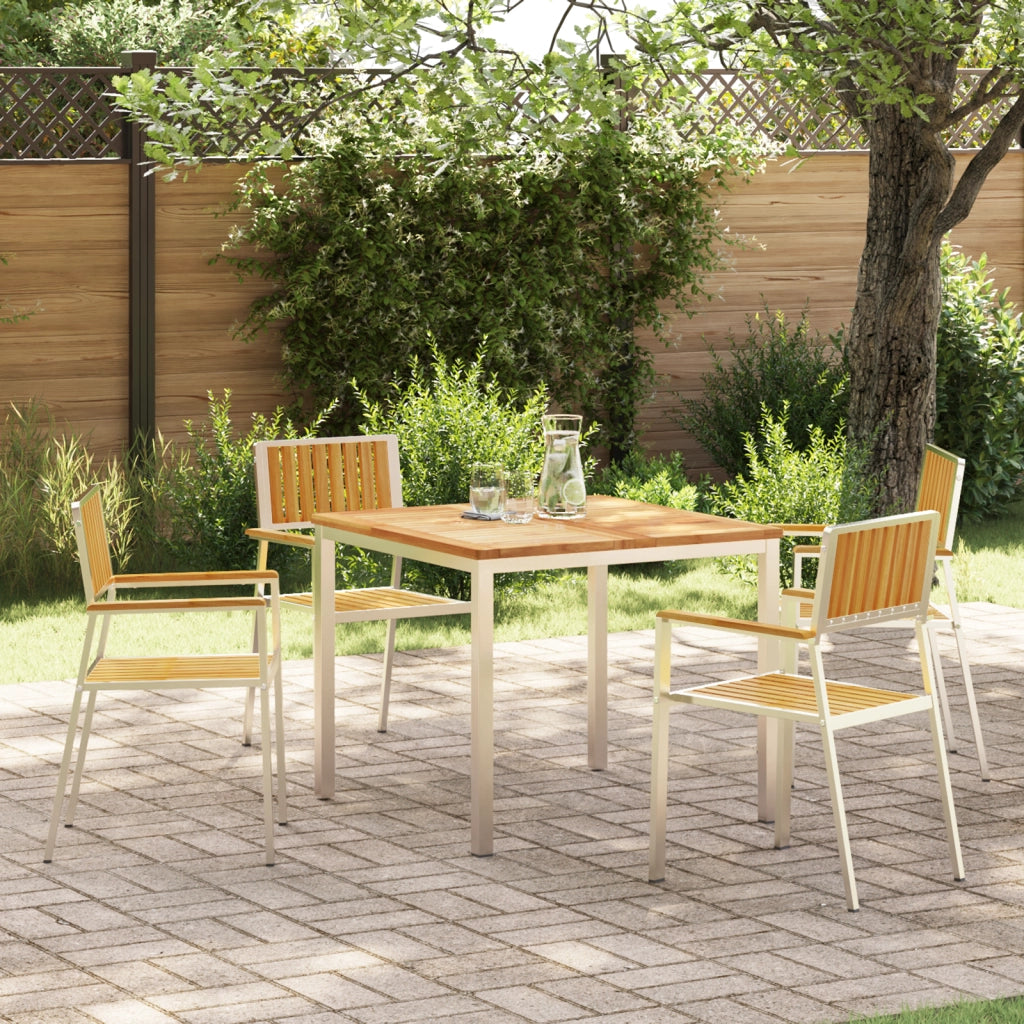 Set da Pranzo da Giardino  5 Pezzi in Legno Massello di Teak
