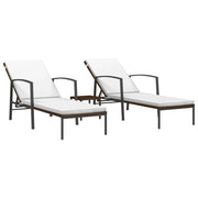 Set di 2 lettini prendisole sedie a sdraio lettini prendisole aiuole da giardino mobili da giardino con tavolo resina intrecciata marrone 02_0012129