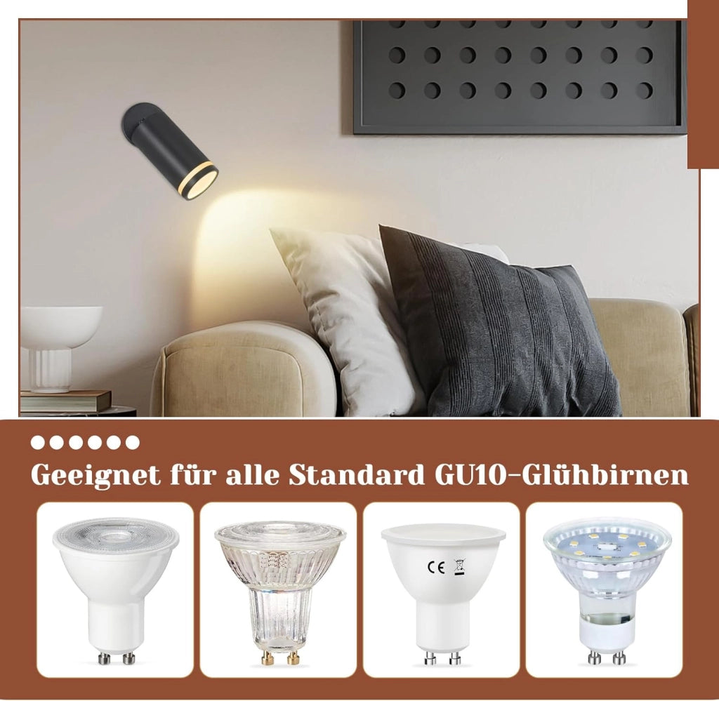 ZMH Faretto da soffitto Nero 1 Lampada Moderno GU10 Orientabile per Interni per Corridoio Soggiorno Senza Lampadina