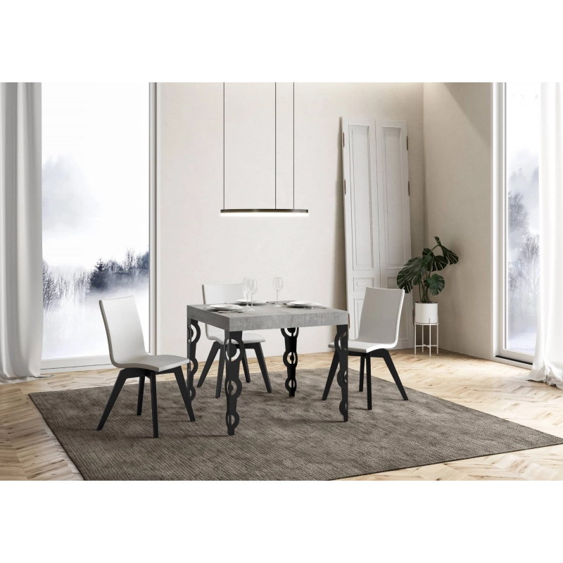 Tavolo allungabile 90x90/246 cm Karamay Premium telaio Antracite - Cemento