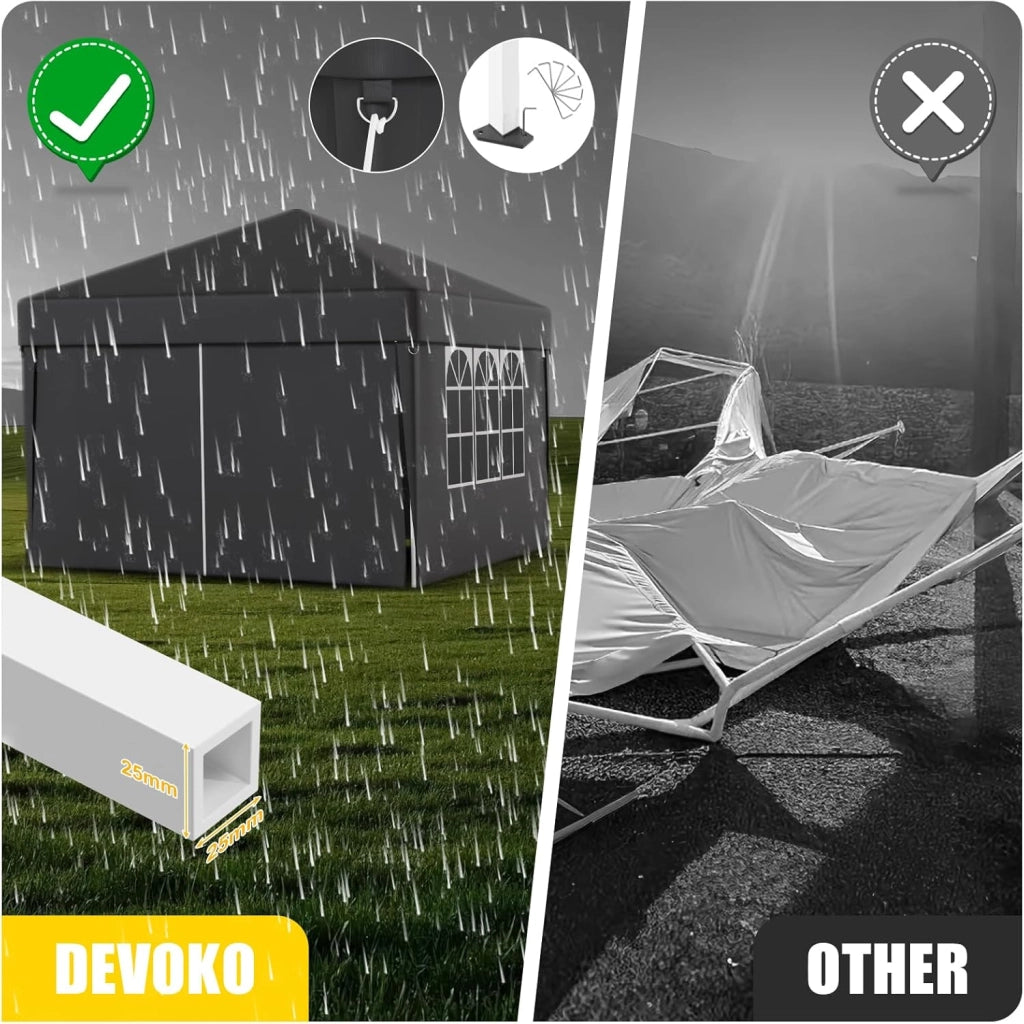Gazebo 3x3 Pieghevole Impermeabile 3 Pieghevole Altezza Regolabile Protezione UV 50 +,Gazebo da Giardino con Borsa di Trasporto Esterno Resistente,Grigio
