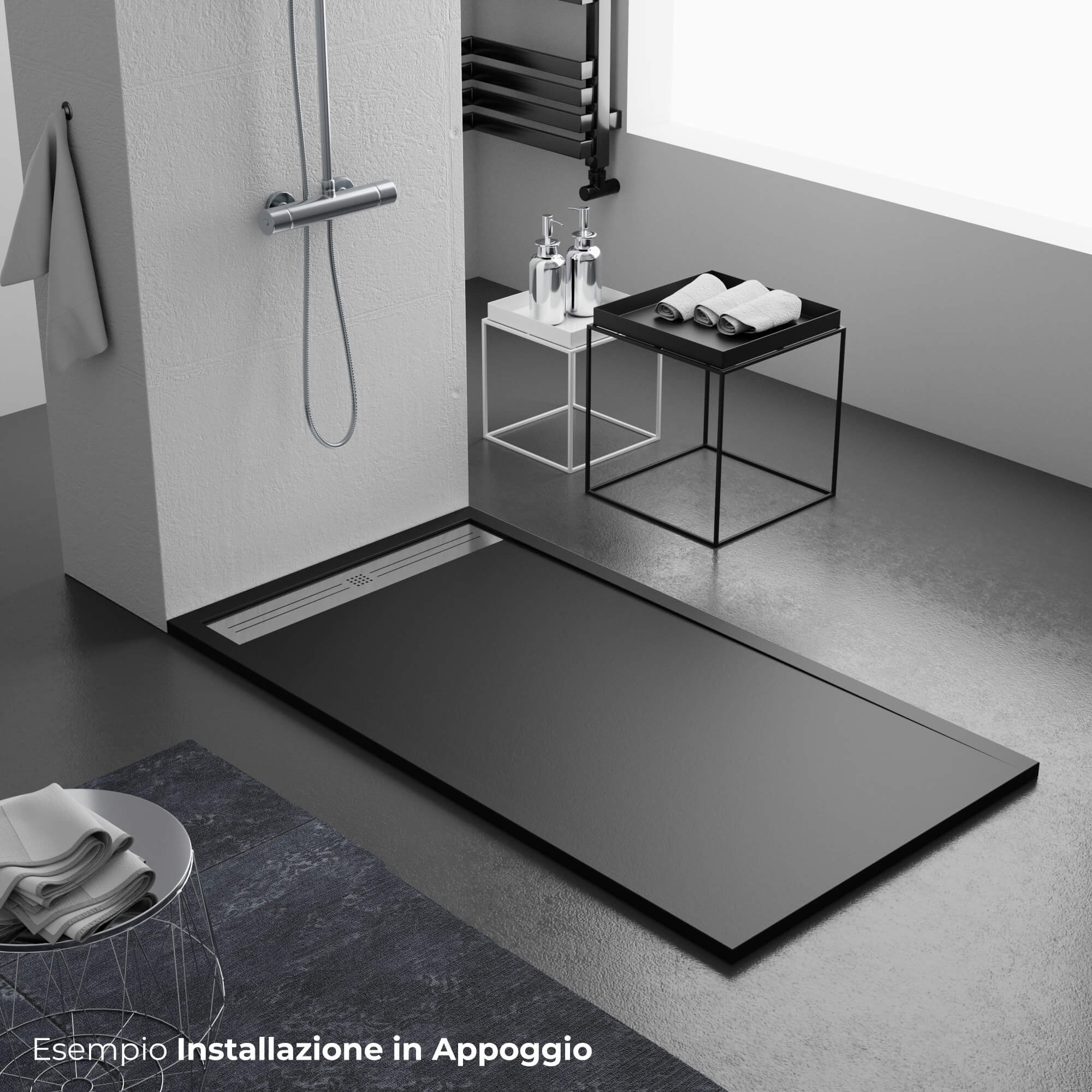 Piatto Doccia 90x170 cm in Pietra Bonussi Trivor Nero