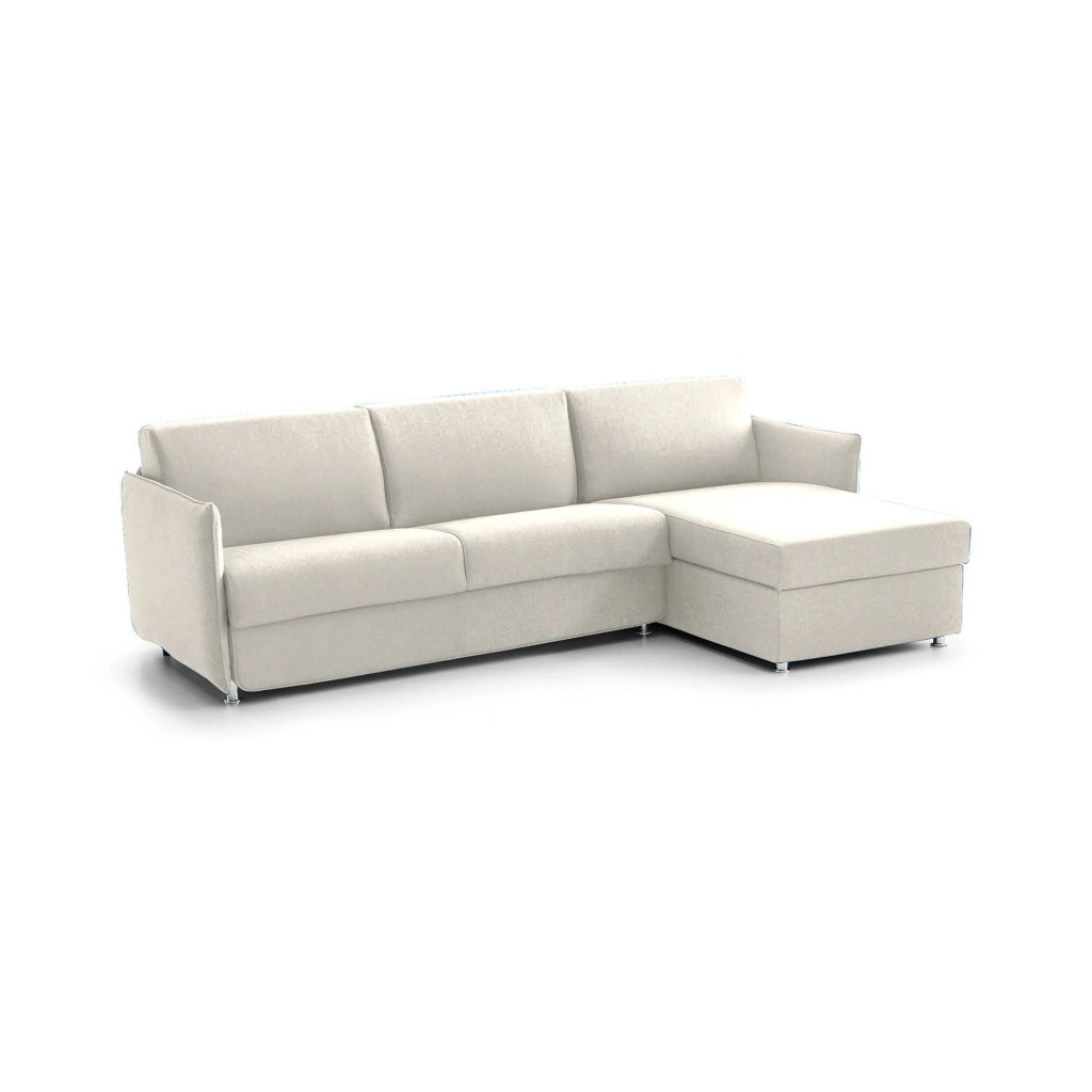 Sumirago, Divano Letto con Penisola Sfoderabile Made in Italy, 260x160 cm Beige