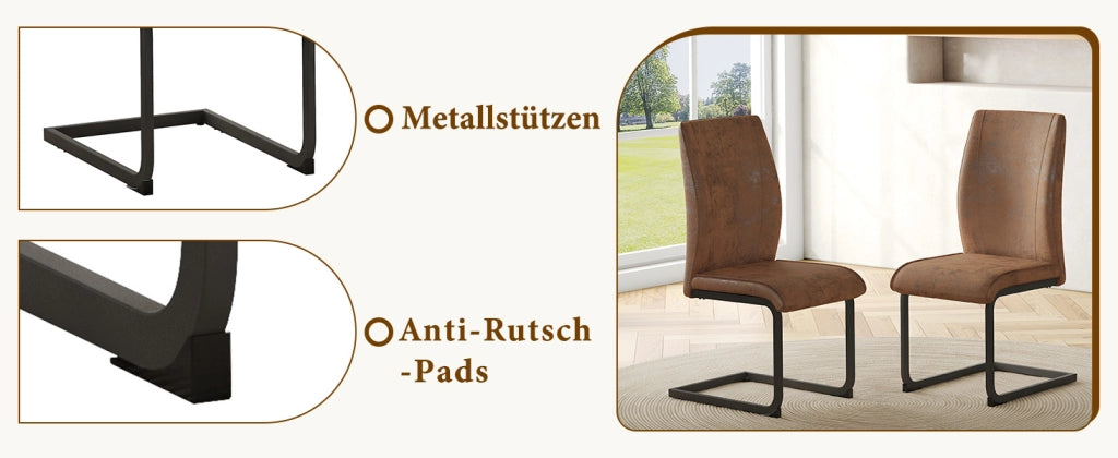 SEDIA da pranzo ergonomica Set da 2 pezzi 43x44,5x5 cm tessuto marrone