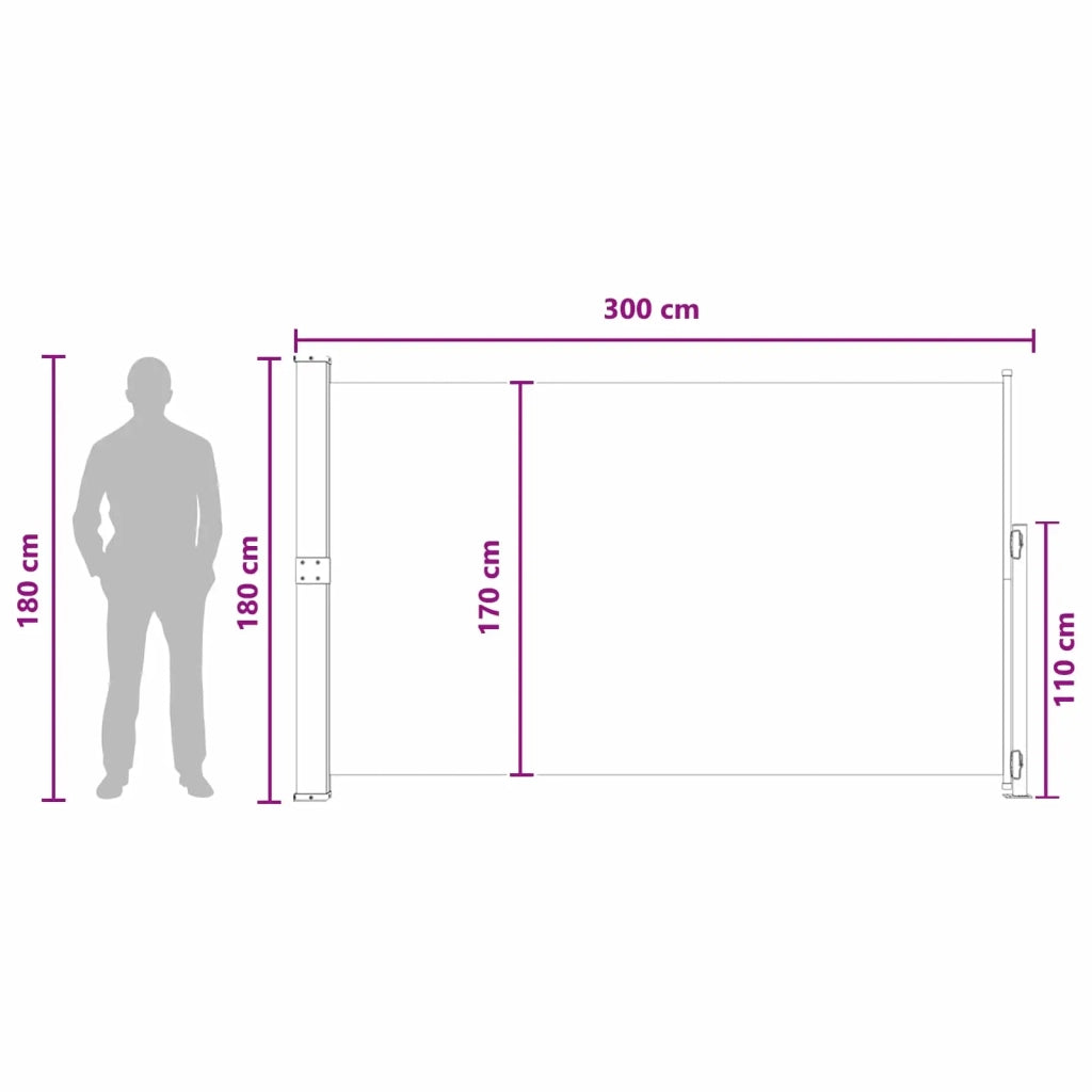 Tenda laterale retrattile Antracite 300 x 180 cm Poliestere 42035308