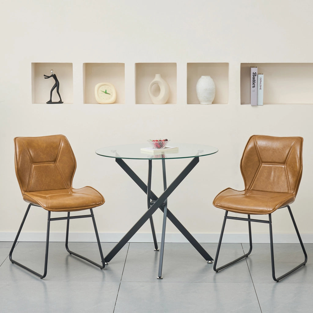 SEDIE da pranzo Set da 2 pezzi 63 x 50,5 x 50 cm Pelle Marrone Metallo
