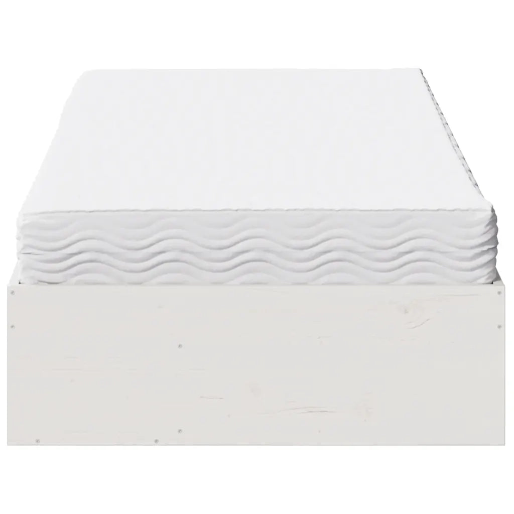 Dormeuse con Materasso Bianca 80x200 cm Legno Massello di Pino 3324599
