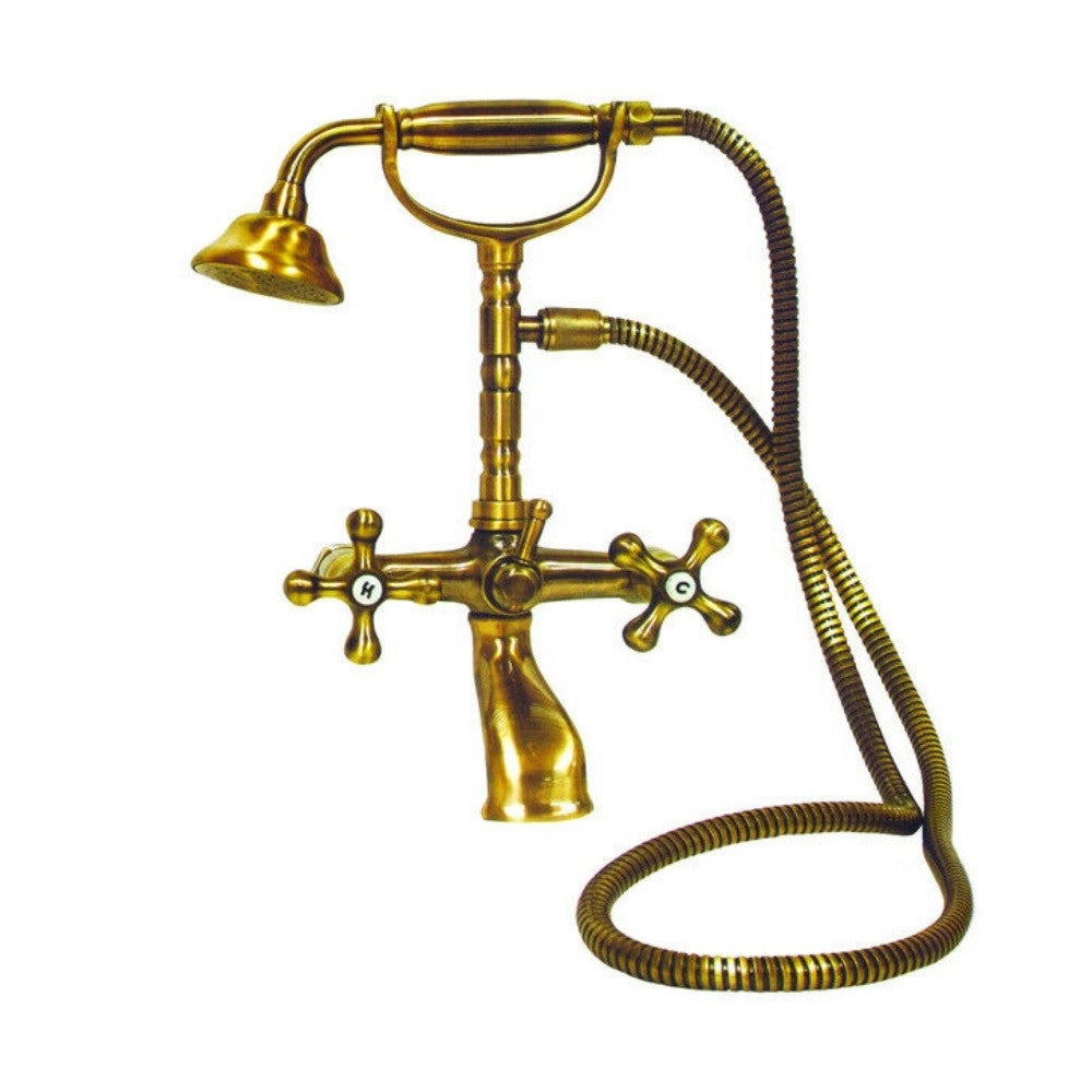 Kit Doccino e Miscelatore Doppio Comando per Vasca in Ottone Lecce Classic Antico