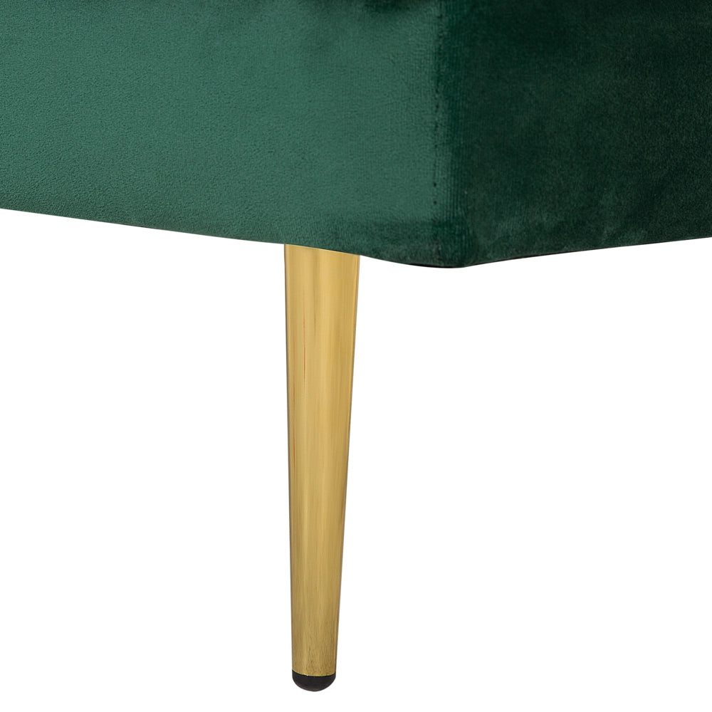 Chaise longue Velluto Verde Smeraldo Imbottito Orientamento versione sinistra Gambe In Metallo Cuscino  Design Moderno