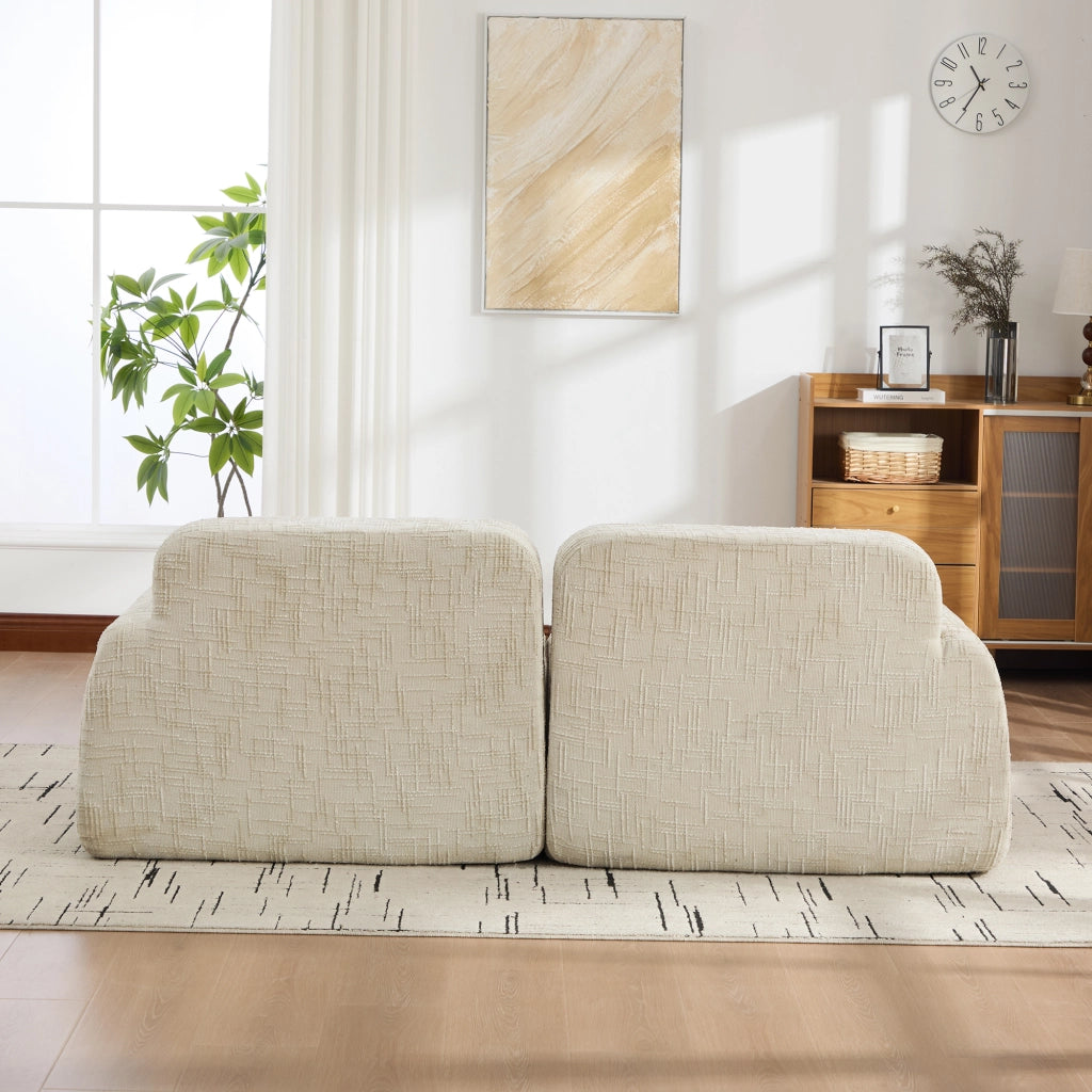 Divano a due posti, tessuto chenille, design modulare, imbottitura in schiuma ad alta elasticit¨¤ 30D, pronto all'uso, beige
