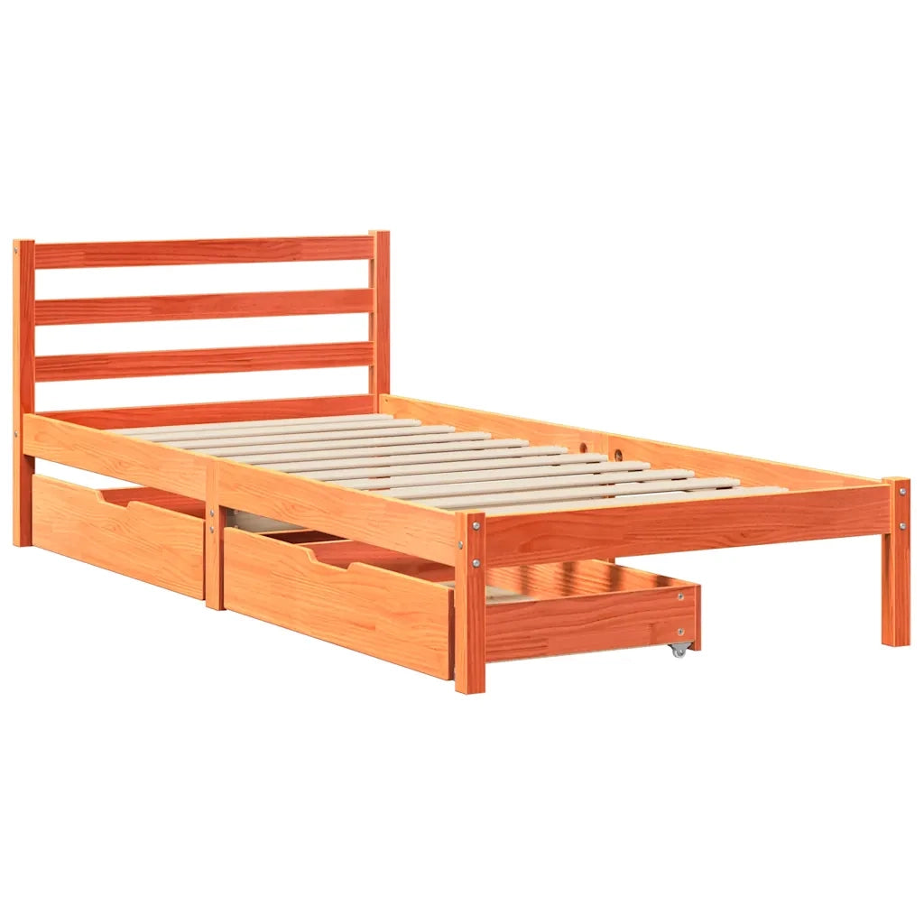 Letto senza Materasso Marrone Cera 90x190 cm in Legno di Pino 3301551