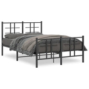 Letto matrimoniale | Letto per adulti | Giroletto con Testiera e Pediera Metallo Nero 120x190 cm
