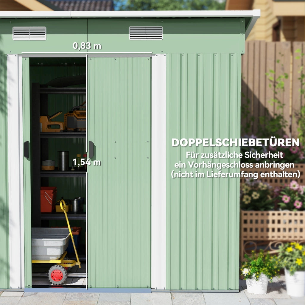 Casetta da giardino in metallo ¨C zephmum ¨C 207x130x182 cm verde