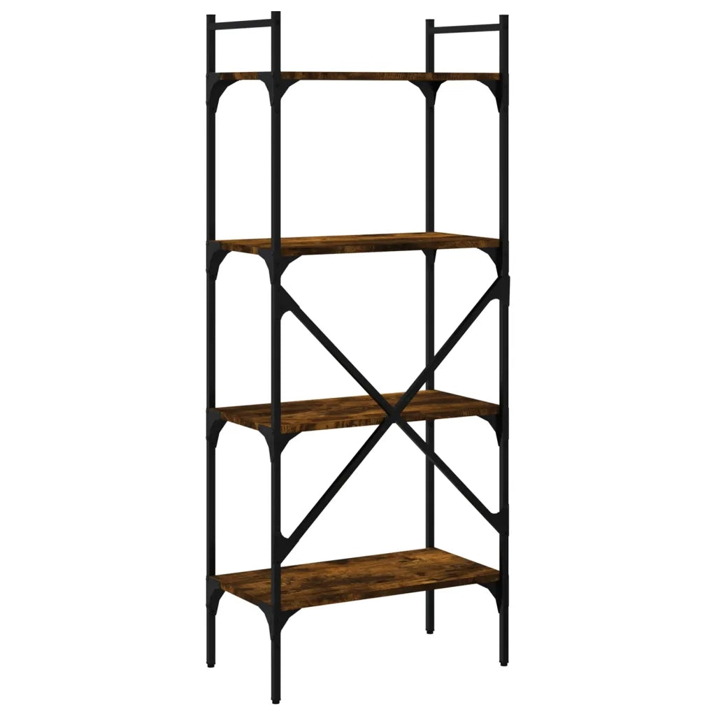 Libreria-Scaffale per Libri-Mobile di Stoccaggio Rovere Fumo 4 Ripiani 56x31,5x138,5 cm Multistrato