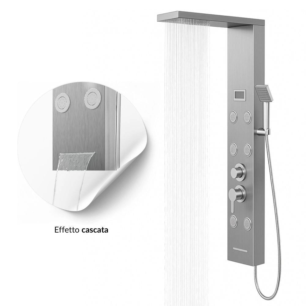 Colonna doccia york acciaio 4 funzioni display controllo temperatura 2 finiture *** finitura- cromo spazzolato, confe...