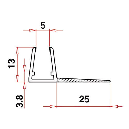 P403/25 - F3 Guarnizione per box doccia - vetro 6/8 baffo 25