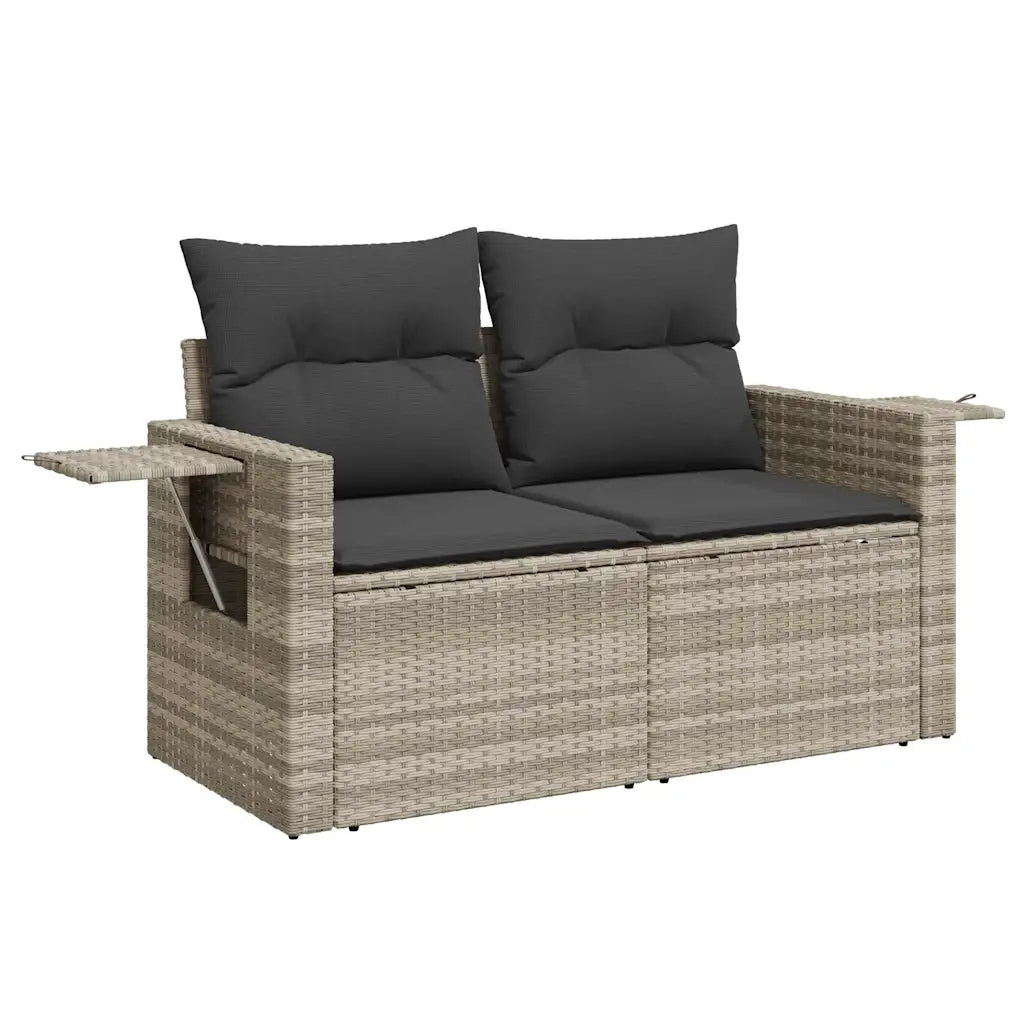 Set Divano da Giardino 9pz con Cuscini Grigio Chiaro Polyrattan 3275032