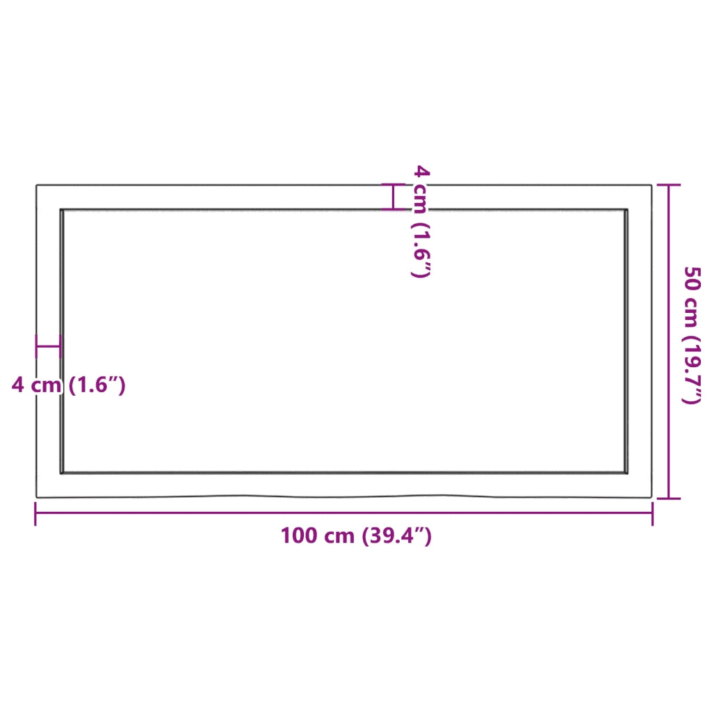Piano Tavolo Marrone 100x50x(2-6) cm Massello Rovere Trattato 3156367