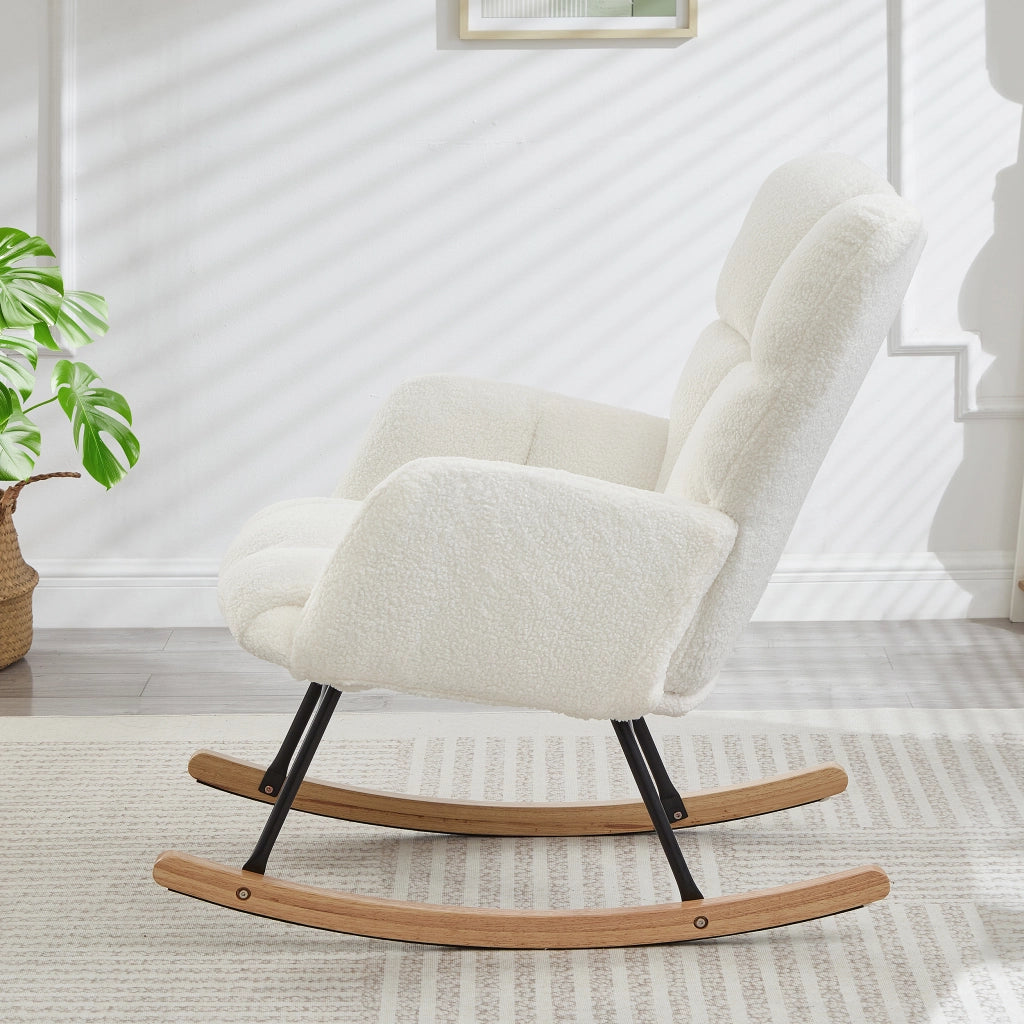 Poltrona a Dondolo Scandinava ¨C MINIMAL ¨C Legno e Metallo, 69x89x101 cm