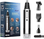 Trimmer per naso - 4-in-1 - Caricabile via USB - Sistema di pulizia umido e secco - Rimuovitore di peli nasali senza dolore - Trimmer per orecchie -