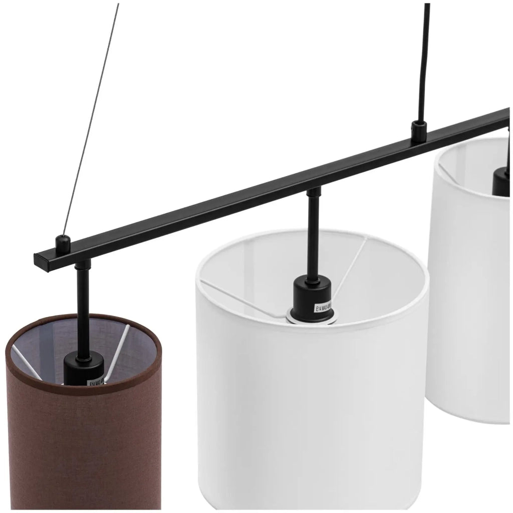 Plafoniera con 4 lampadine paralume in tessuto ferro tessuto nero marrone bianco 14_0009524