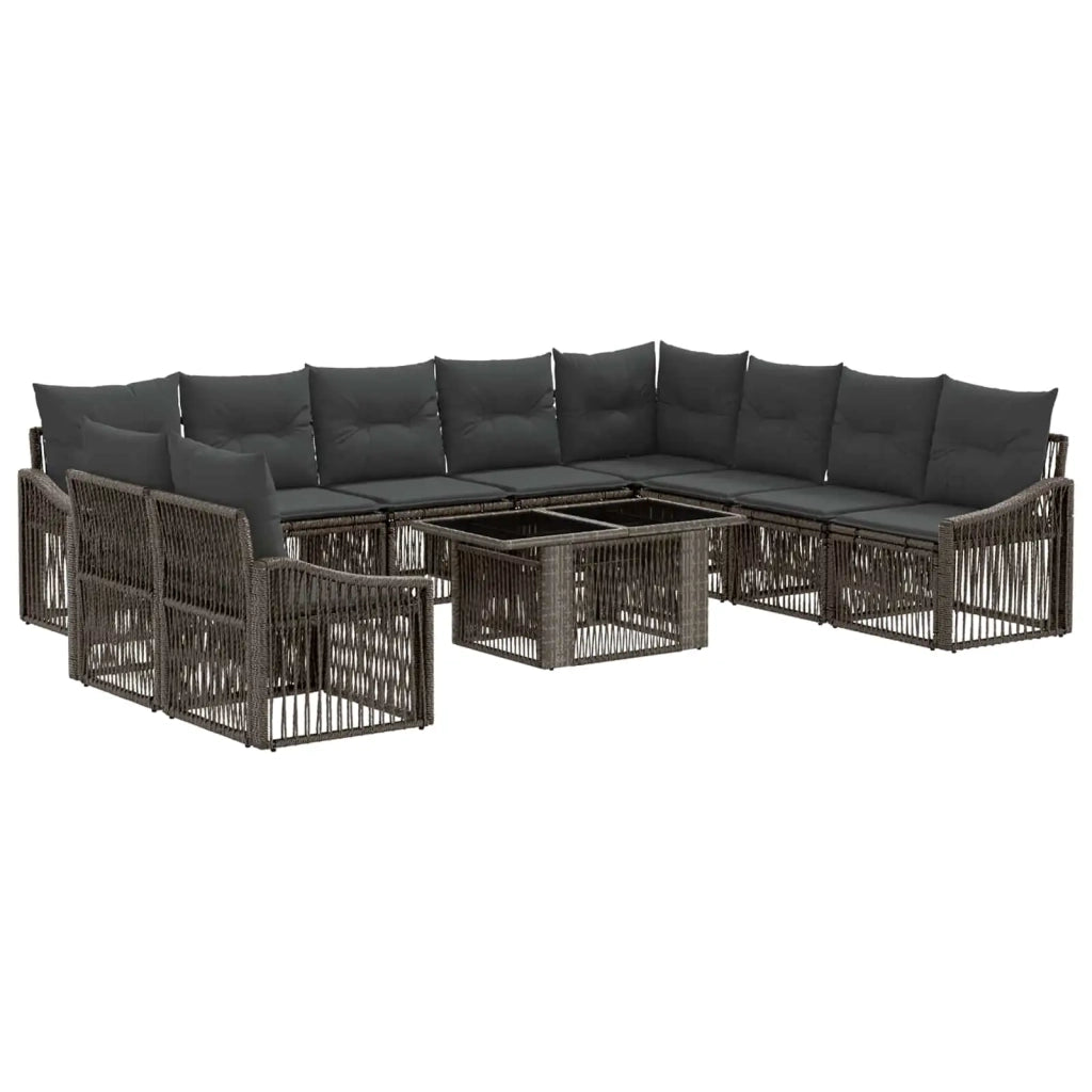 Set Divano da Giardino 11 pz Grigio e Grigio Scuro polyrattan 3437273