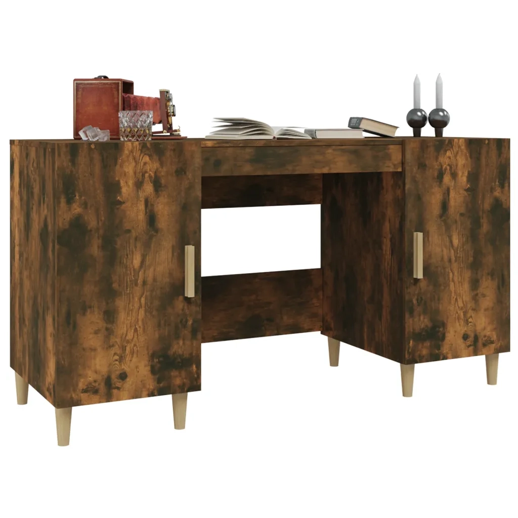 Scrivania Rovere Fumo 140x50x75 cm in Legno Multistrato 817549