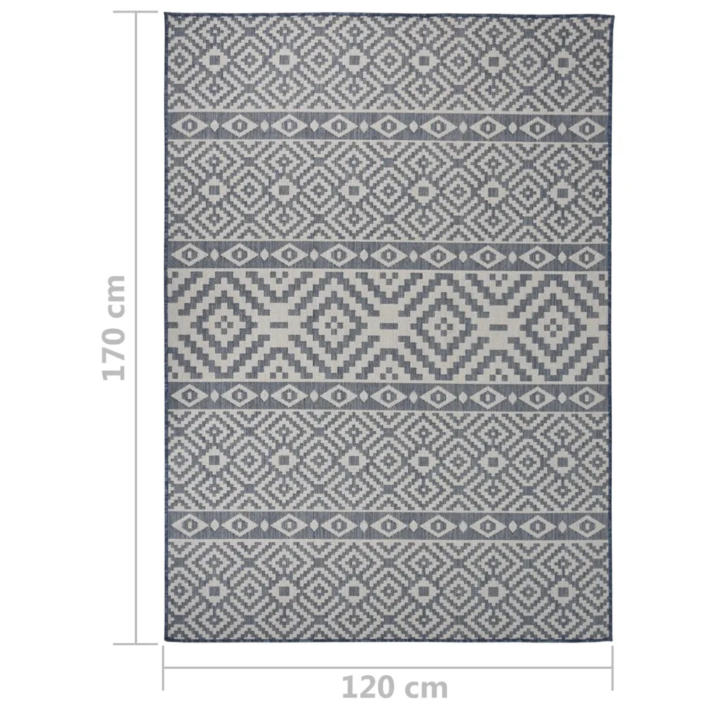 Tappeto da Esterni a Tessitura Piatta 120x170 cm Strisce Blu 340837