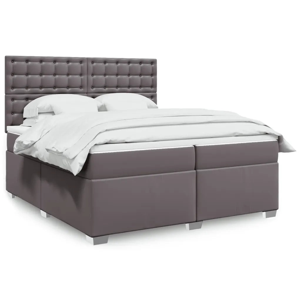 vidaXL Giroletto a Molle con Materasso Grgio 200x200 cm in Similpelle