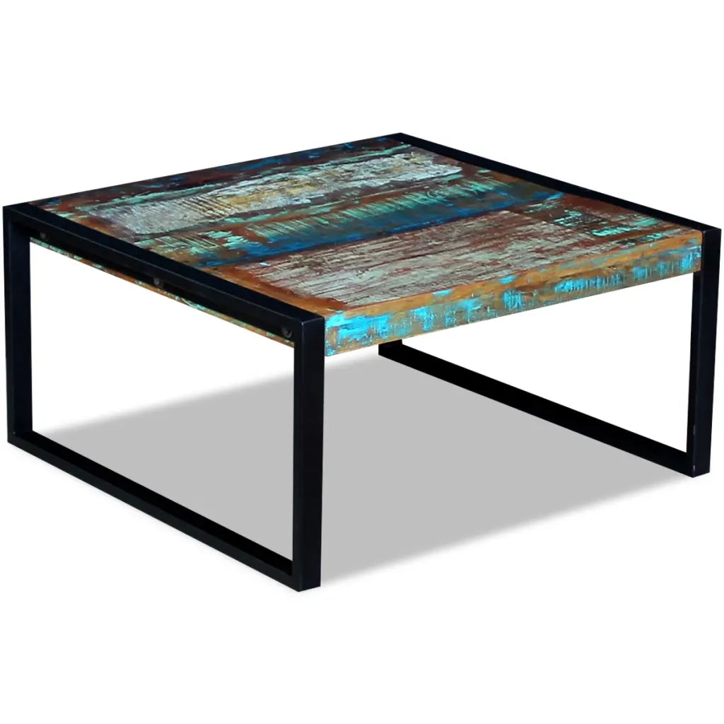 Tavolino da Salotto in Legno Massello Anticato 80x80x40 cm 243295