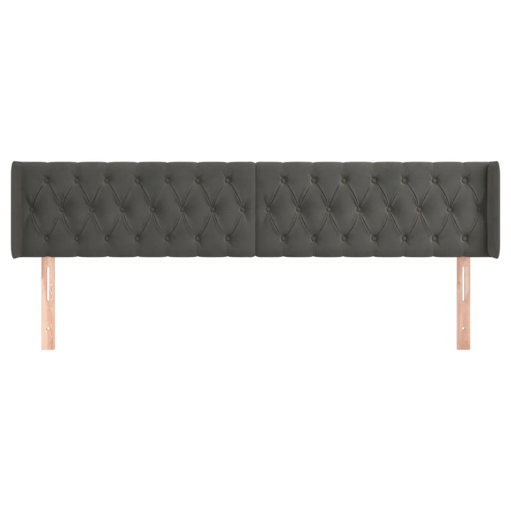 Testiera | Testata ad Orecchio Grigio Scuro 203x16x78/88 cm in Velluto