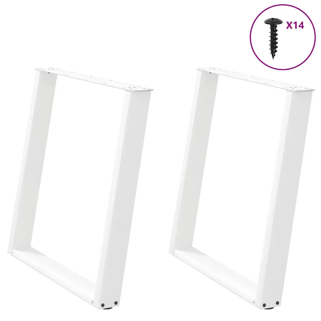 Gambe per tavolo da pranzo a forma di U 2 pz bianche 80x(72-73) cm in acciaio