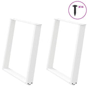 Gambe per tavolo da pranzo a forma di U 2 pz bianche 80x(72-73) cm in acciaio