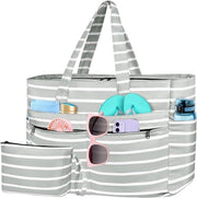 Borse da spiaggia per donne XXL - Tote da spiaggia acqua resistente extra grande per famiglia con chiusura a zip e più tasche, leggere e pieghevoli - Ideale per viaggi e vacanze