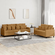 Set di Divani 2 pz con Cuscini Marrone in Vellutocod mxl 104133